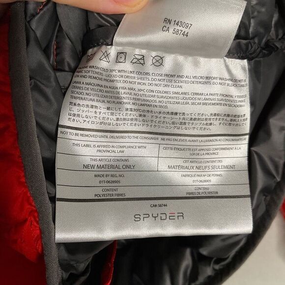 Coral Red Men’s Spyder Insulated Puffer‎ Jacket - Men's L Gray Zip Red Worn Once - Picture 6 of 10
